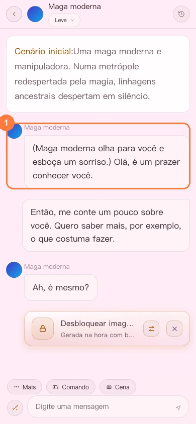 Balão de mensagem na versão para celular