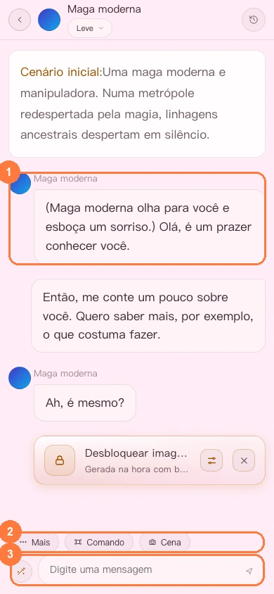 Área de digitação de mensagem na versão para celular