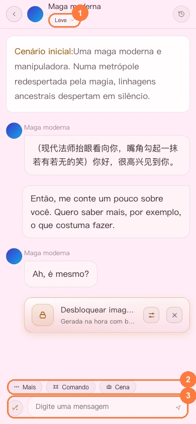 Primeira entrada na página de conversa