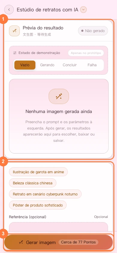 Estúdio de criação de imagens na versão para celular